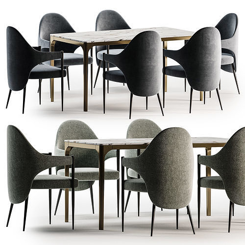 modern chair canto table 3D model 2