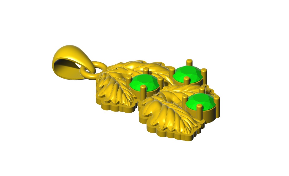 Leaf Necklace design for 14K gold Design 3D print model_3