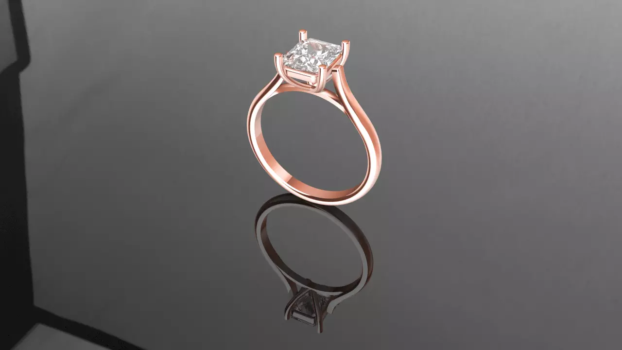 Solitario Catedral com pedra quadrada 3D print model_0