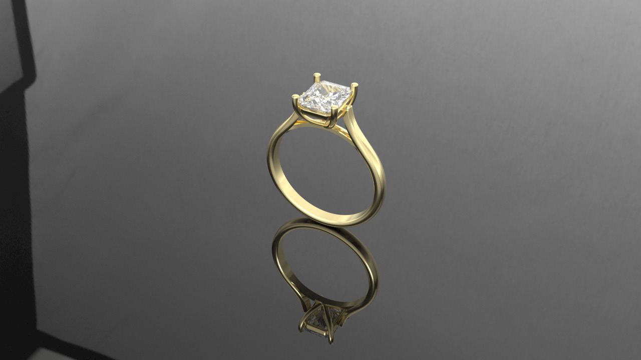 Solitario Catedral com pedra quadrada 3D print model_2