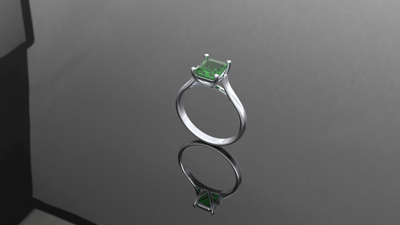 Solitario Catedral com pedra quadrada 3D print model_6