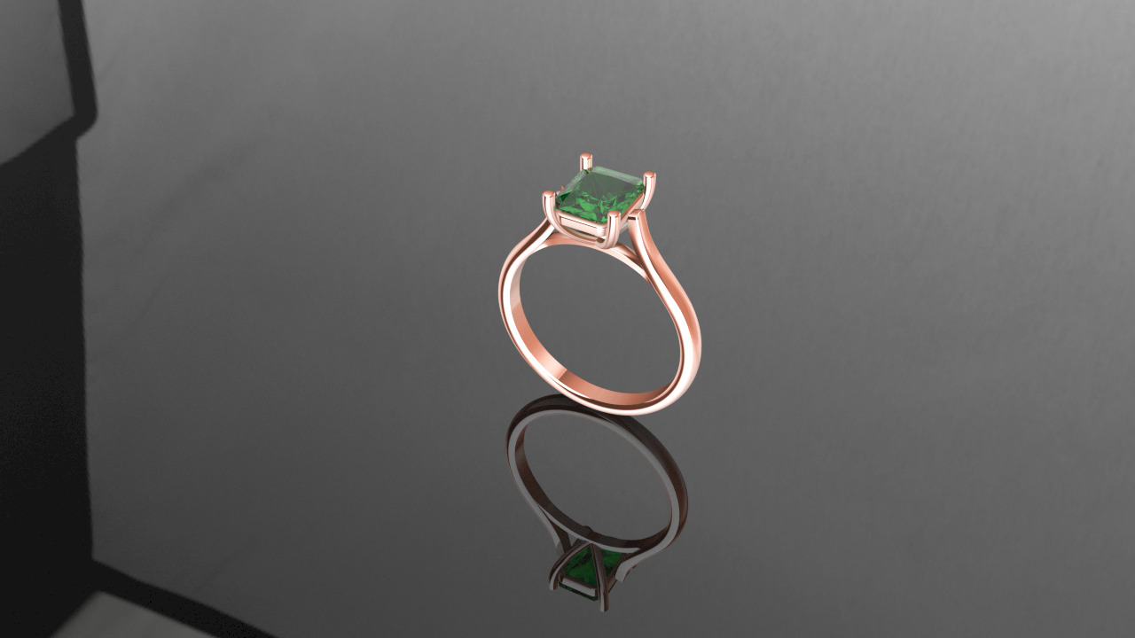 Solitario Catedral com pedra quadrada 3D print model_1