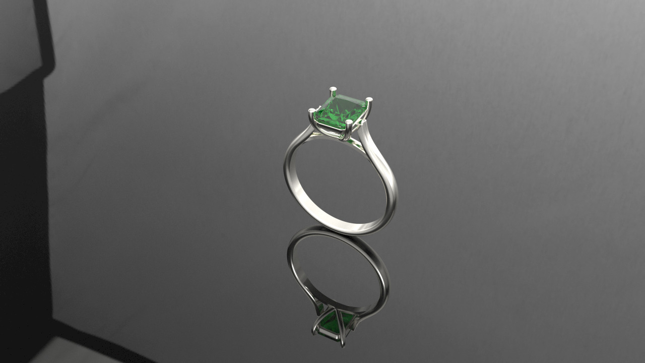 Solitario Catedral com pedra quadrada 3D print model_5