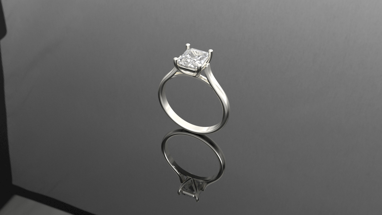 Solitario Catedral com pedra quadrada 3D print model_4