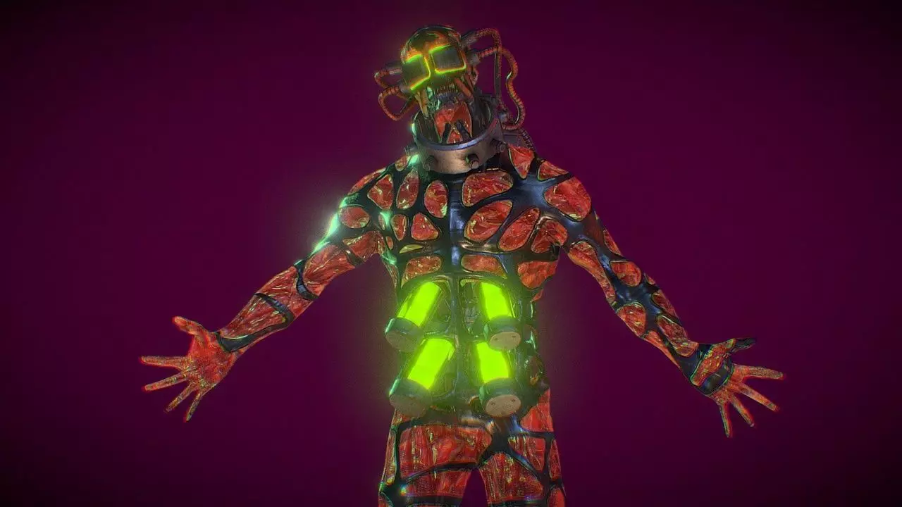 Cyberpunk Runner Enemy Low-poly 3D model_0