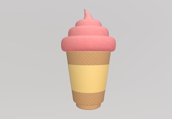 Stylized Low-Poly Ice Cream Cone Low-poly 3D model 2