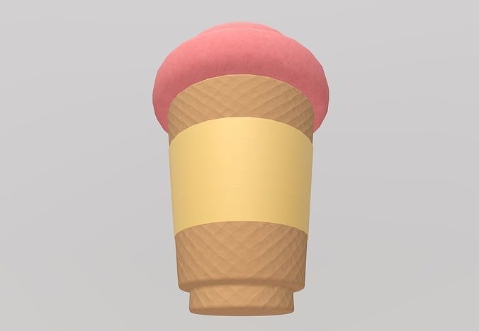 Stylized Low-Poly Ice Cream Cone Low-poly 3D model 4
