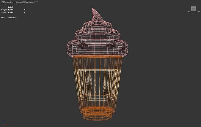 Stylized Low-Poly Ice Cream Cone Low-poly 3D model 6