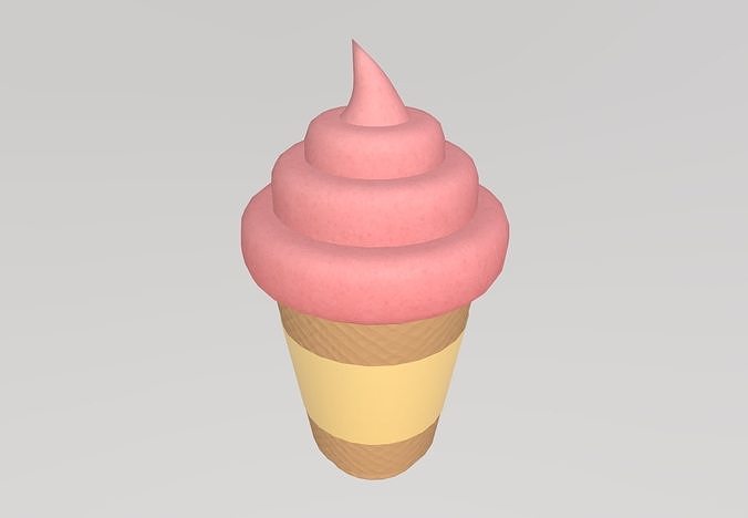 Stylized Low-Poly Ice Cream Cone Low-poly 3D model 3