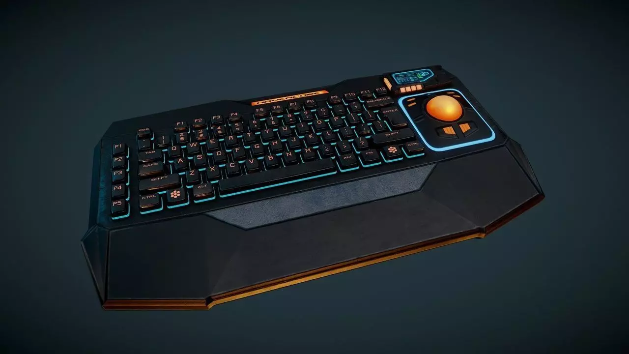Cyberpunk Keyboard Trackball Low-poly 3D model_0