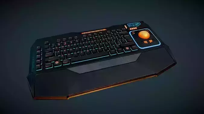 Cyberpunk Keyboard Trackball Low-poly 3D model Cyberpunk Keyboard Trackball Low-poly 3D model