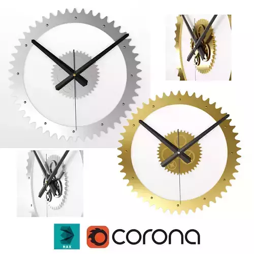Industrial wall clock 3D model