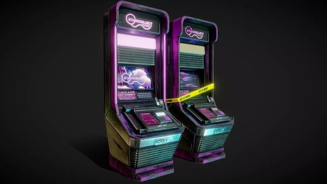 Cyberpunk Mail Machine Low-poly 3D model_0