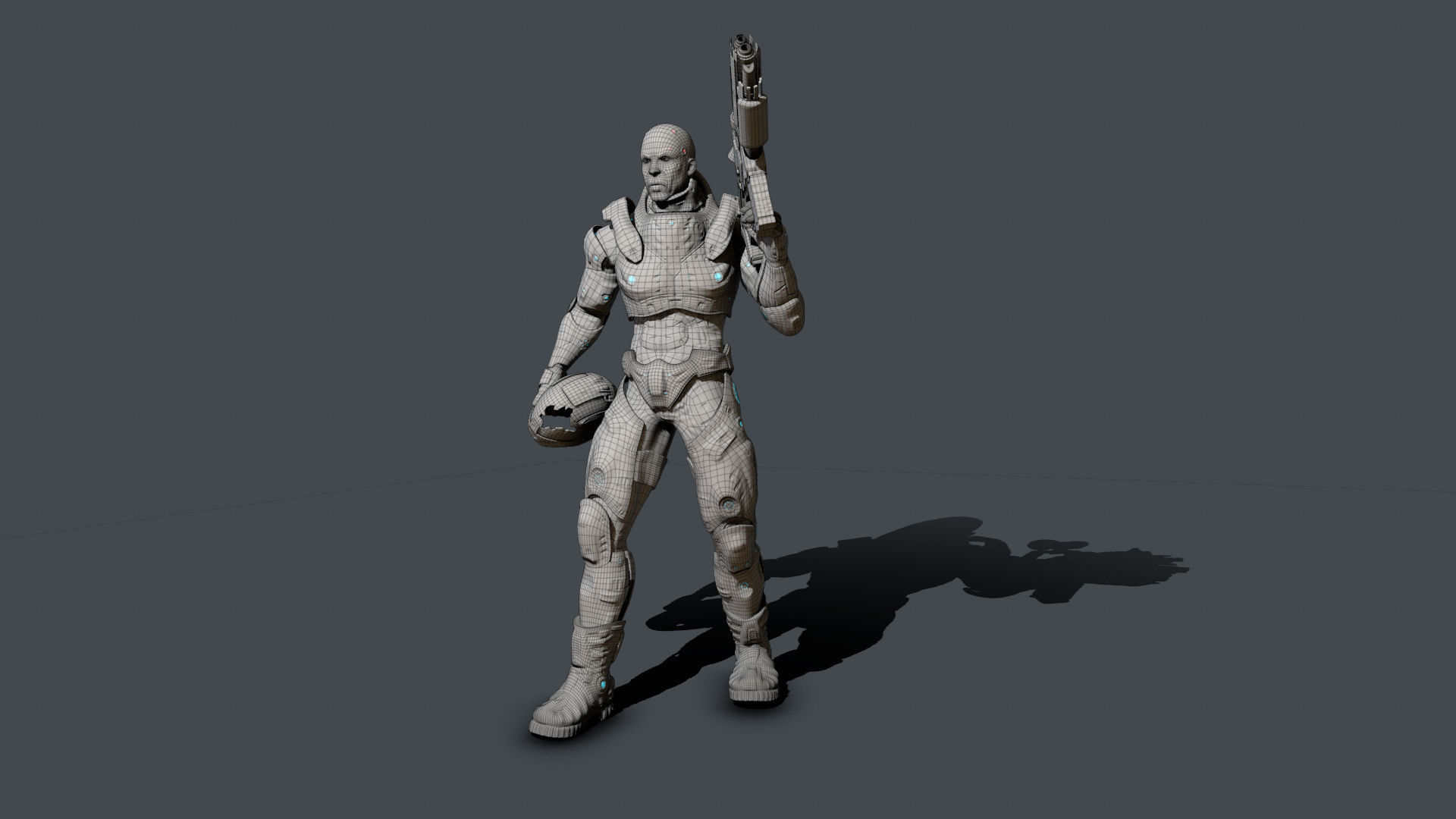 Soilder robotic Low-poly 3D model_5