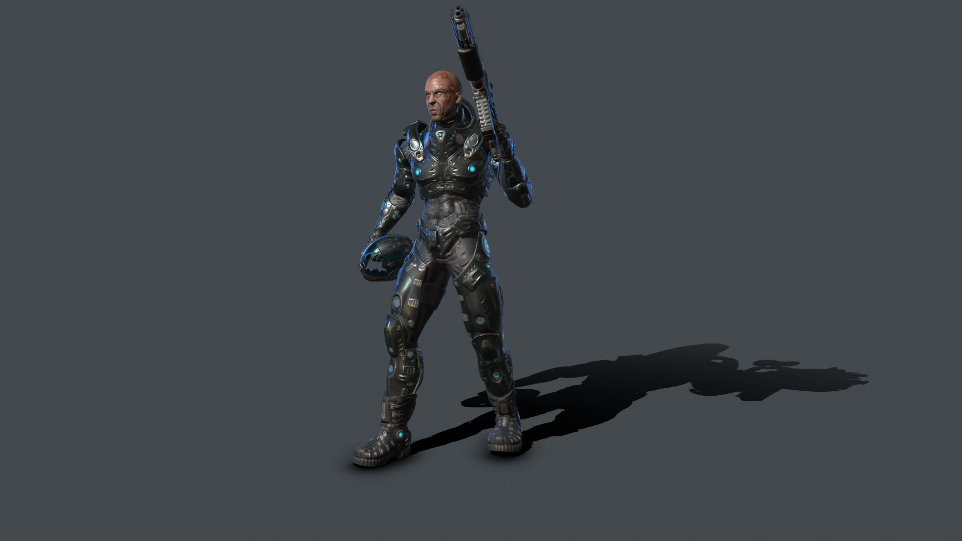 Soilder robotic Low-poly 3D model_6