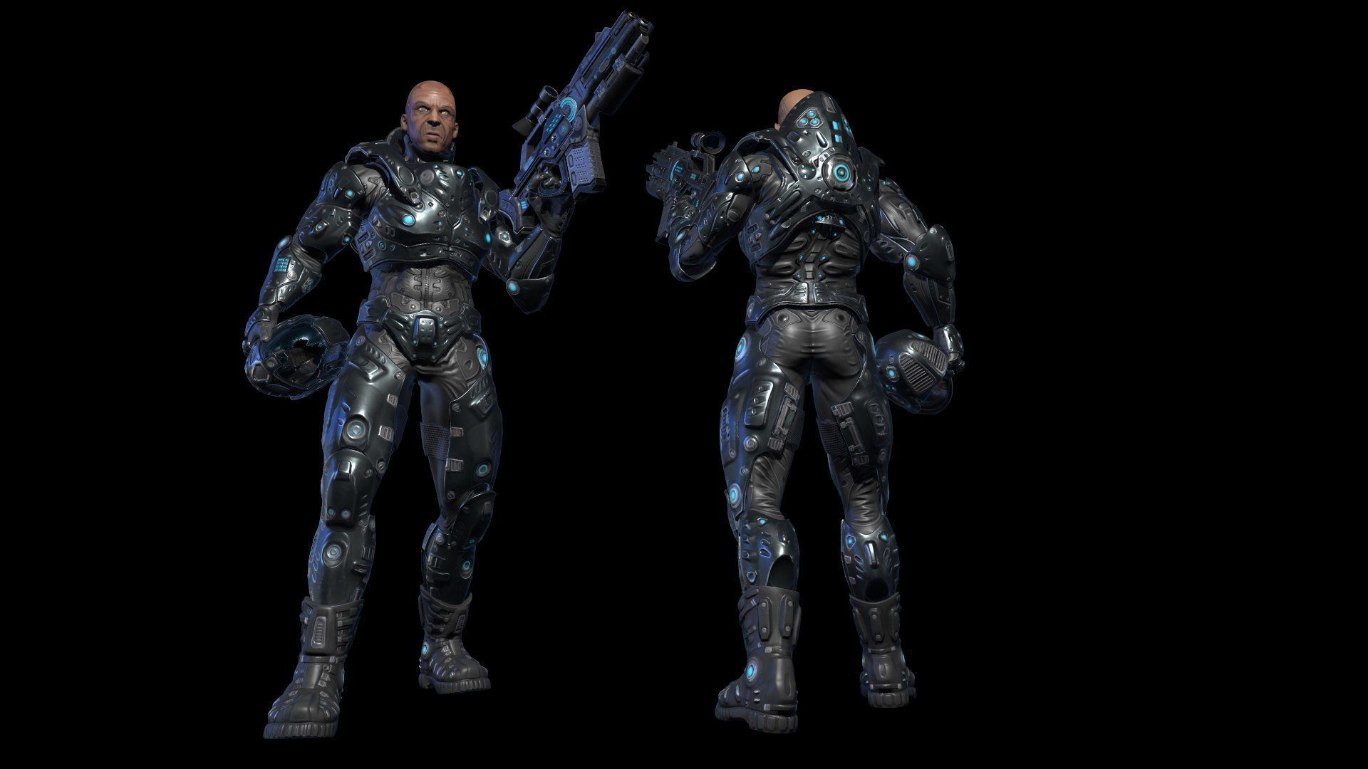 Soilder robotic Low-poly 3D model_4