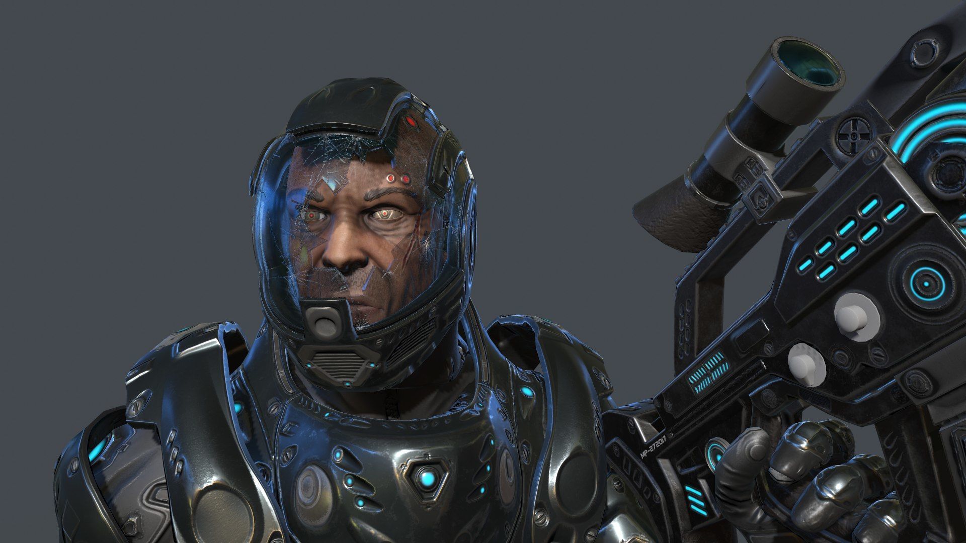 Soilder robotic Low-poly 3D model_2