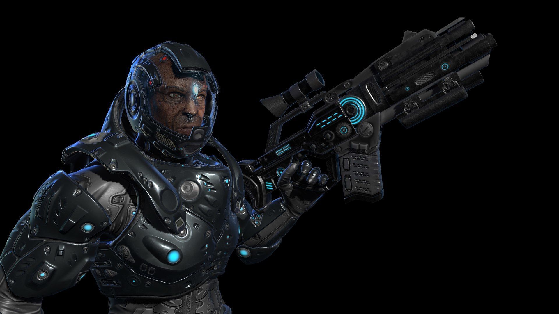 Soilder robotic Low-poly 3D model_3