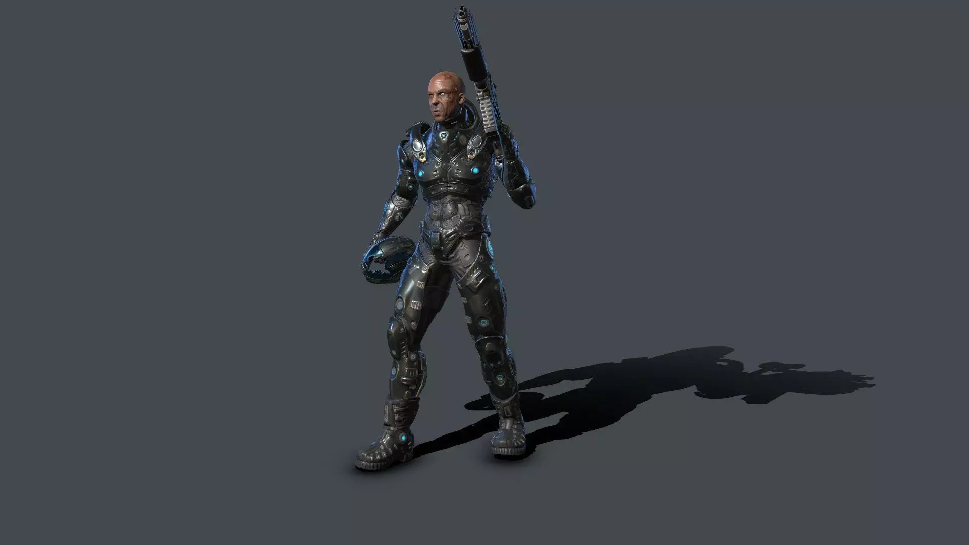 Soilder robotic Low-poly 3D model_0