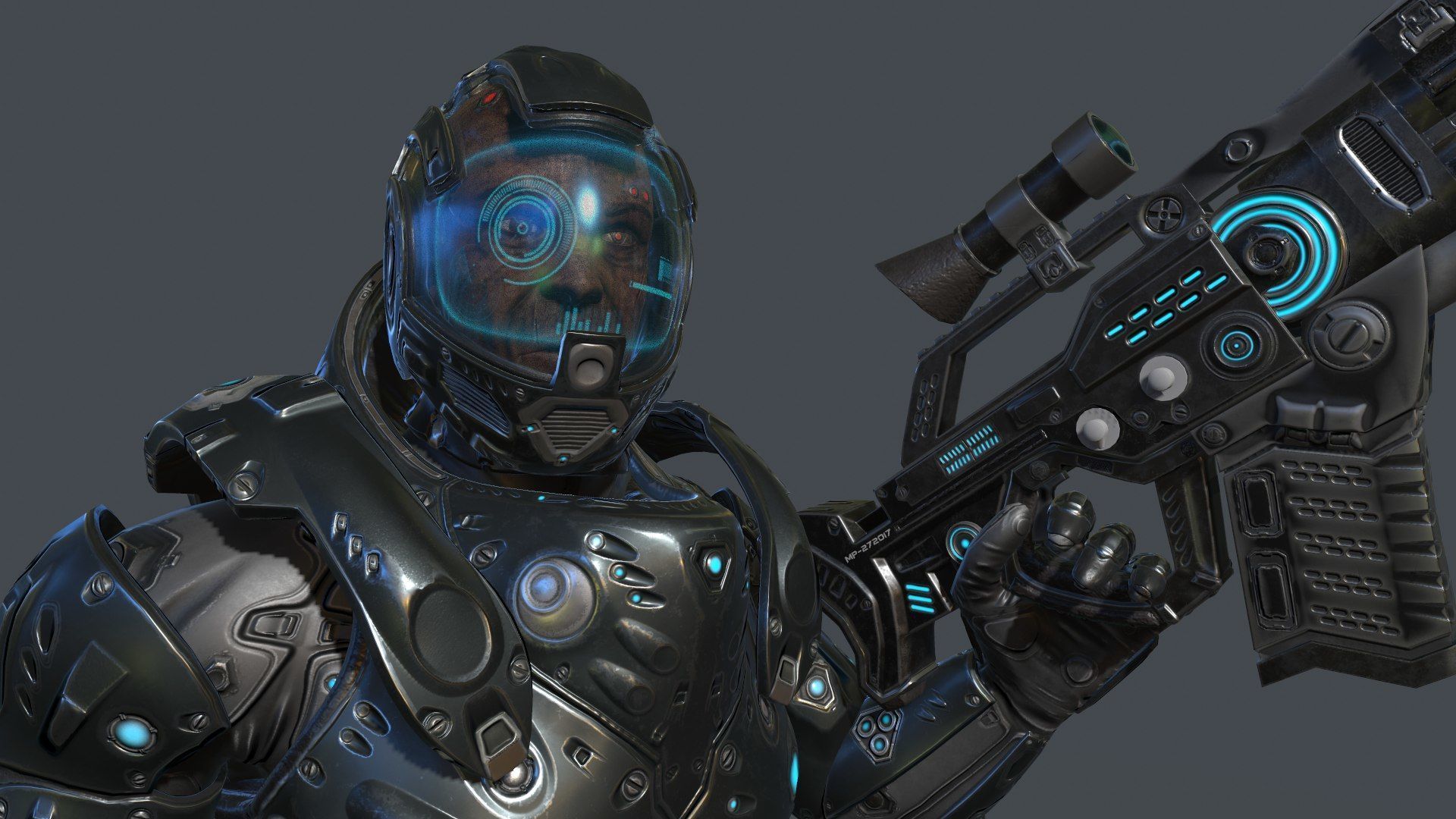 Soilder robotic Low-poly 3D model_1