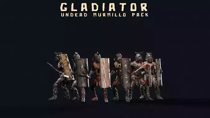 UNDEAD GLADIATOR MURMILLO PACK 3D Model Collection