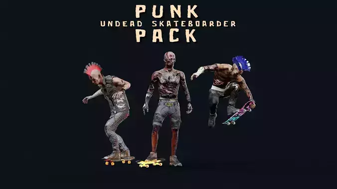 UNDEAD PUNK SKATEBOARD PACK 3D Model Collection