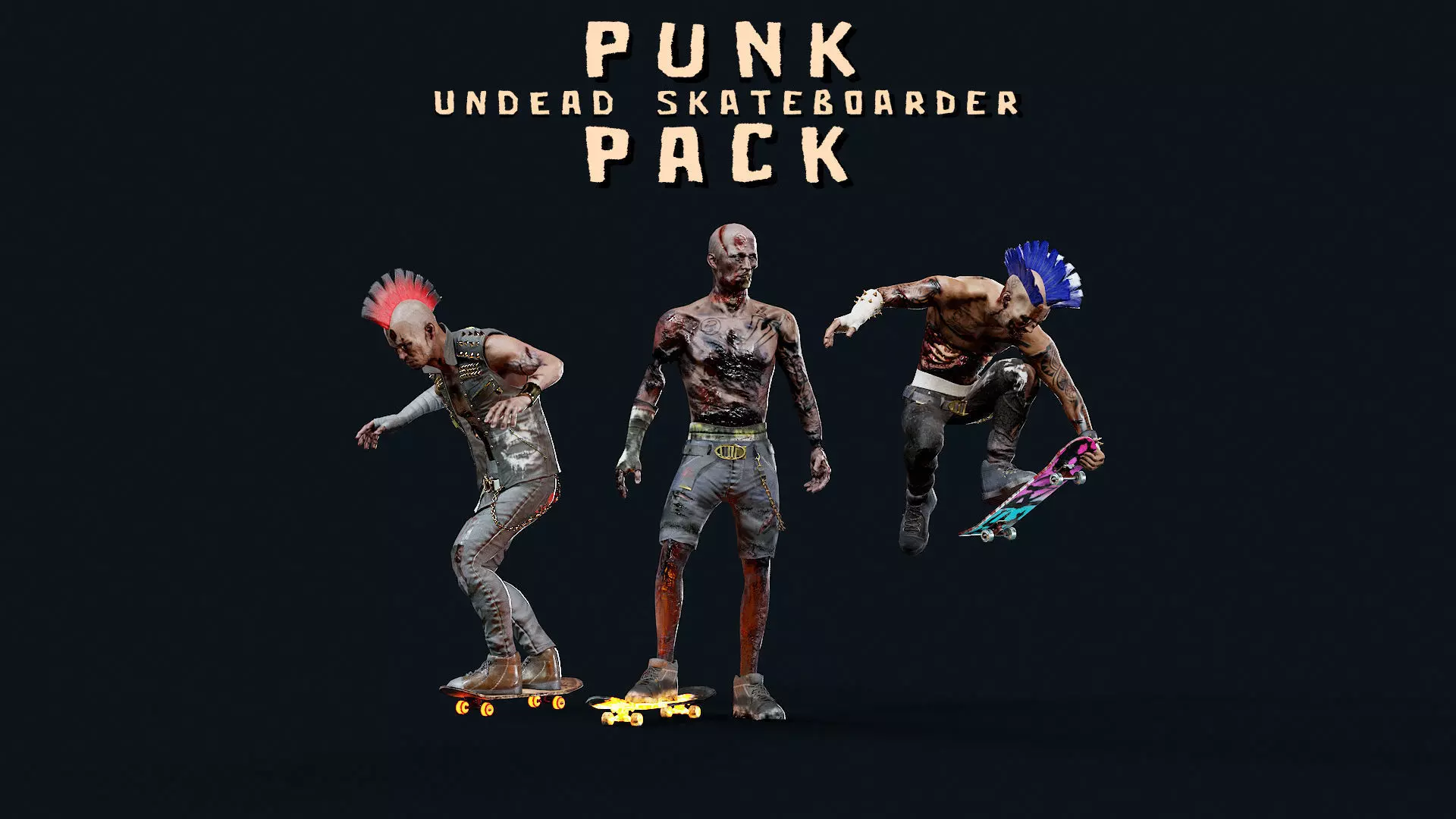 UNDEAD PUNK SKATEBOARD PACK 3D Model Collection_0