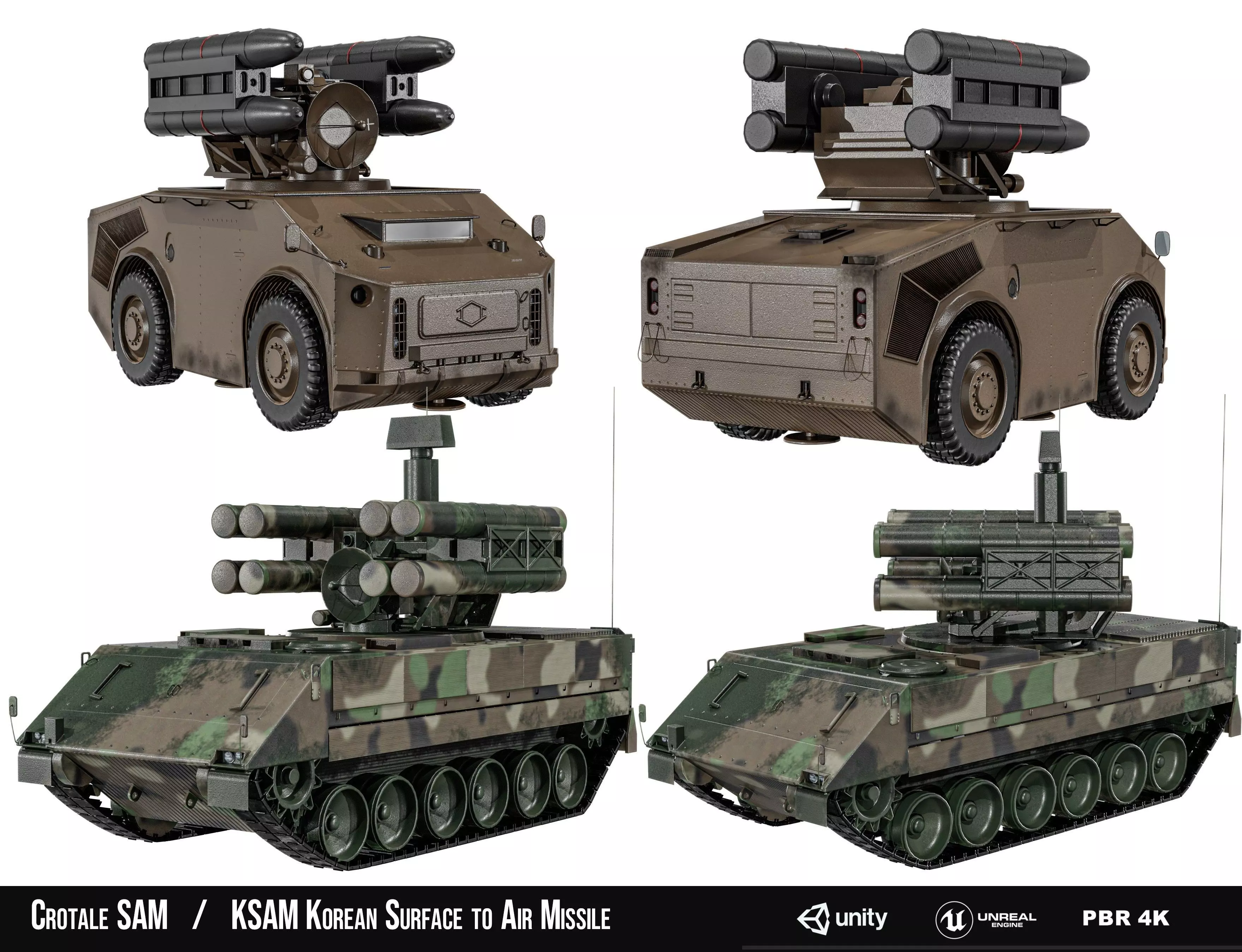 Crotale  And   KSAM Korean Surface to Air Missile   2 Pack Low-poly 3D model_0