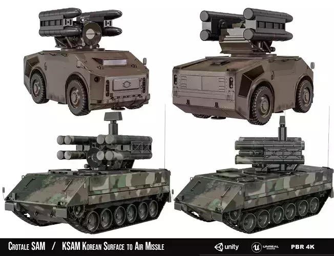 Crotale  And   KSAM Korean Surface to Air Missile   2 Pack Low-poly 3D model