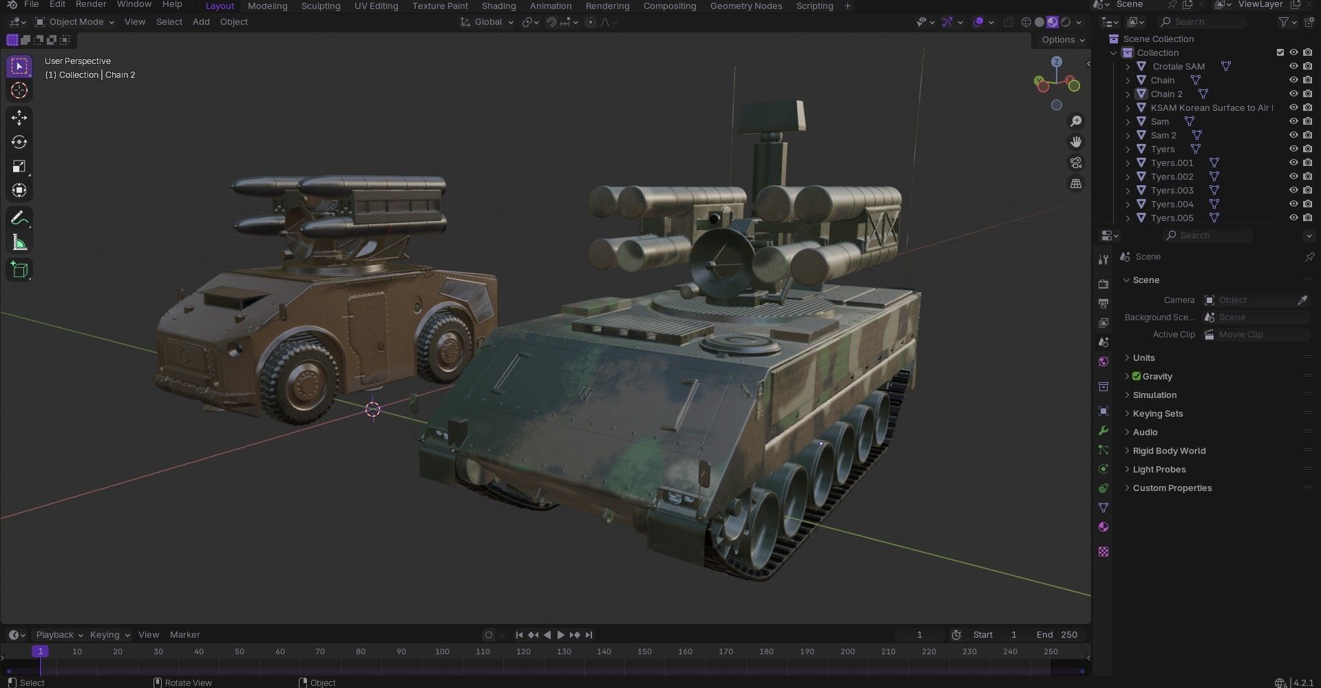 Crotale  And   KSAM Korean Surface to Air Missile   2 Pack Low-poly 3D model_27