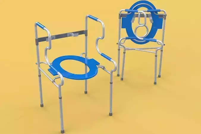 PORTABLE TOILET SEAT FOLDING COMMODE CHAIR WALKER RAISED STAND 3D model
