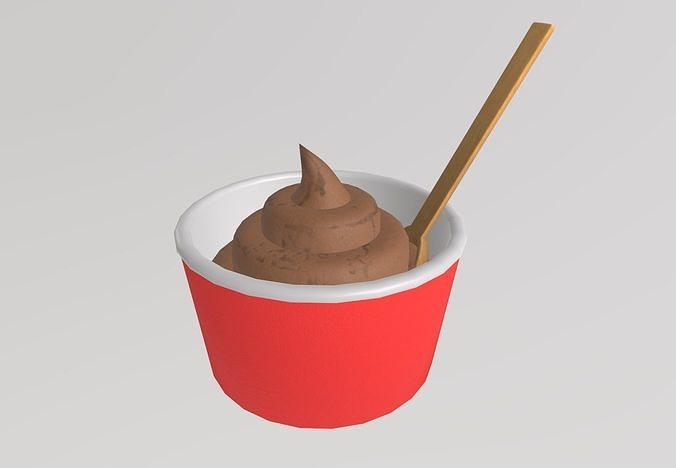 Stylized Low-Poly Ice Cream Cup with Spoon Low-poly 3D model 2