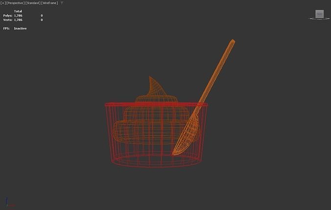 Stylized Low-Poly Ice Cream Cup with Spoon Low-poly 3D model 6