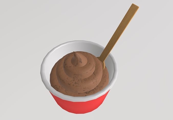 Stylized Low-Poly Ice Cream Cup with Spoon Low-poly 3D model 3