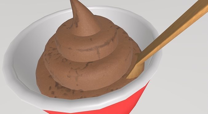 Stylized Low-Poly Ice Cream Cup with Spoon Low-poly 3D model 5