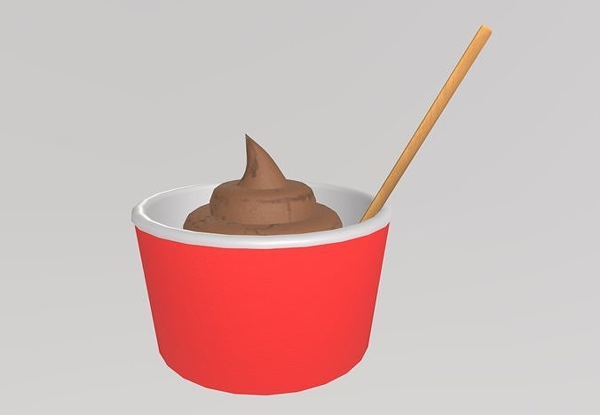 Stylized Low-Poly Ice Cream Cup with Spoon Low-poly 3D model 4
