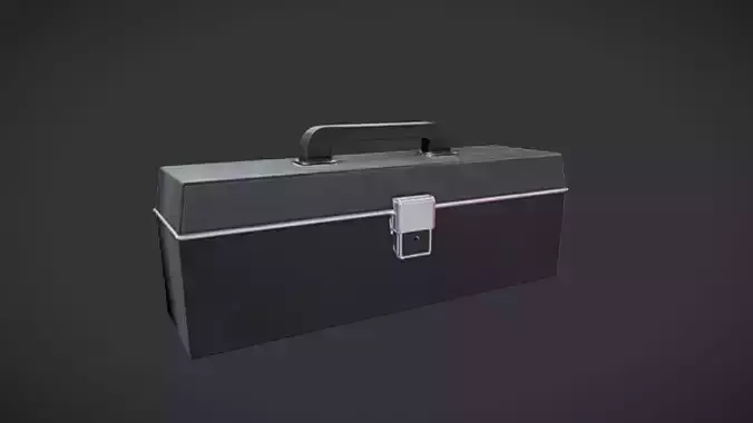 rectangular metal toolbox with handle