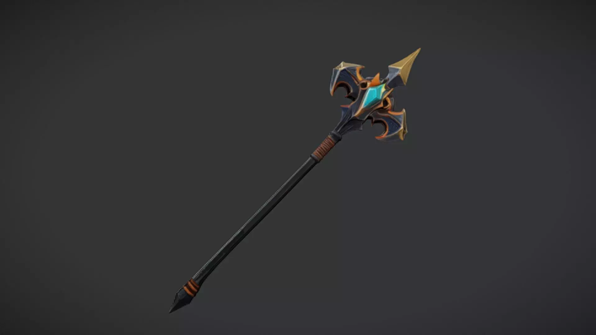 ornate fantasy battle axe 3D model_0