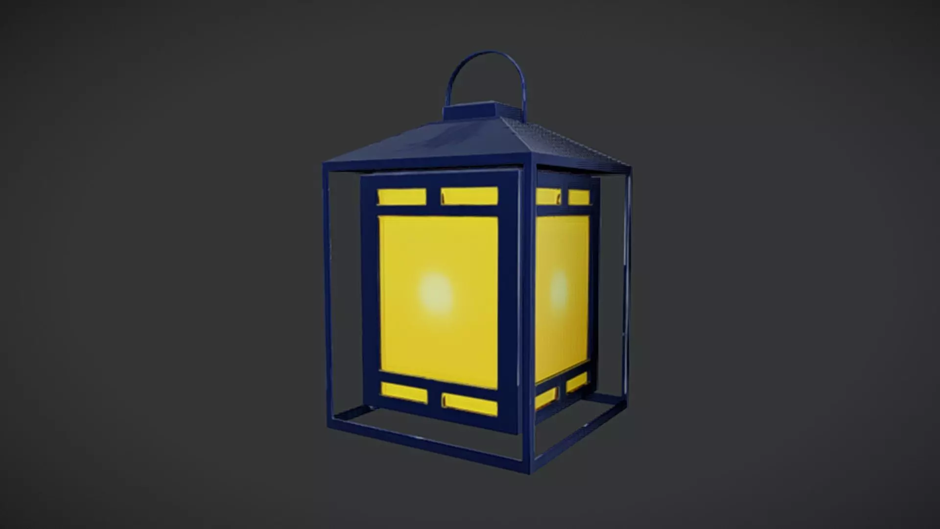 Decorative metal lantern with light 3D model_0
