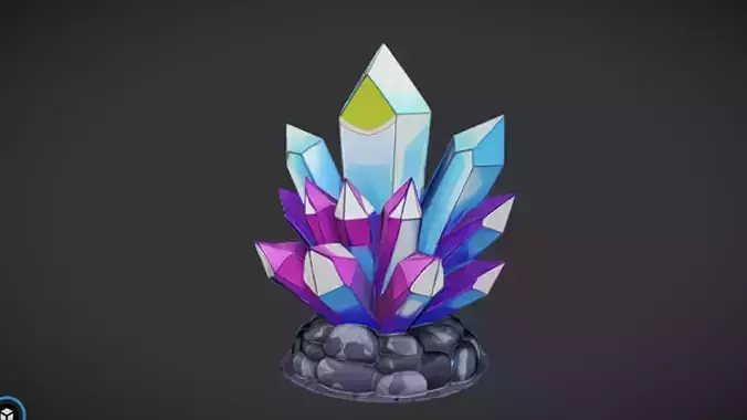 Colorful crystal cluster on rocks