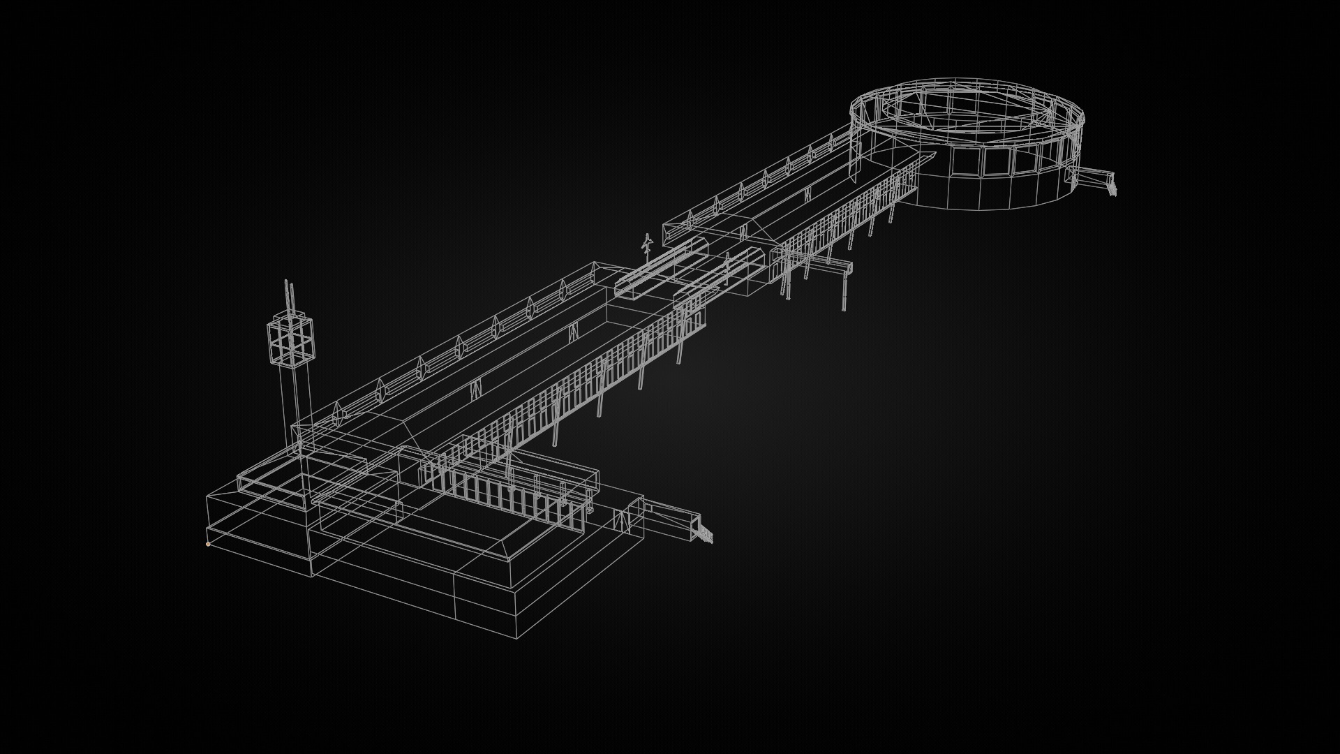 Low Poly Airport Terminal Building Low-poly 3D model_3