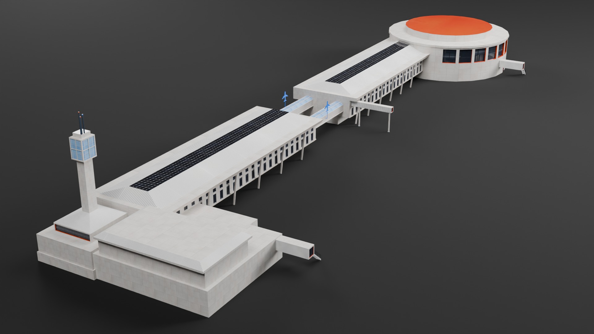 Low Poly Airport Terminal Building Low-poly 3D model_4