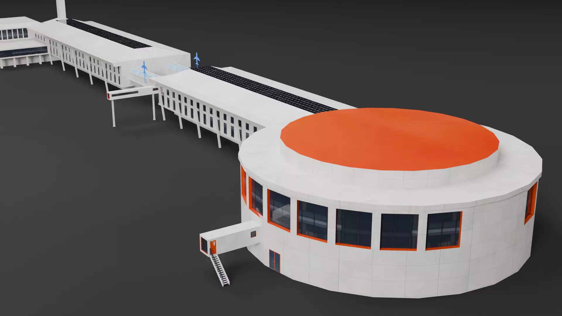 Low Poly Airport Terminal Building Low-poly 3D model_0