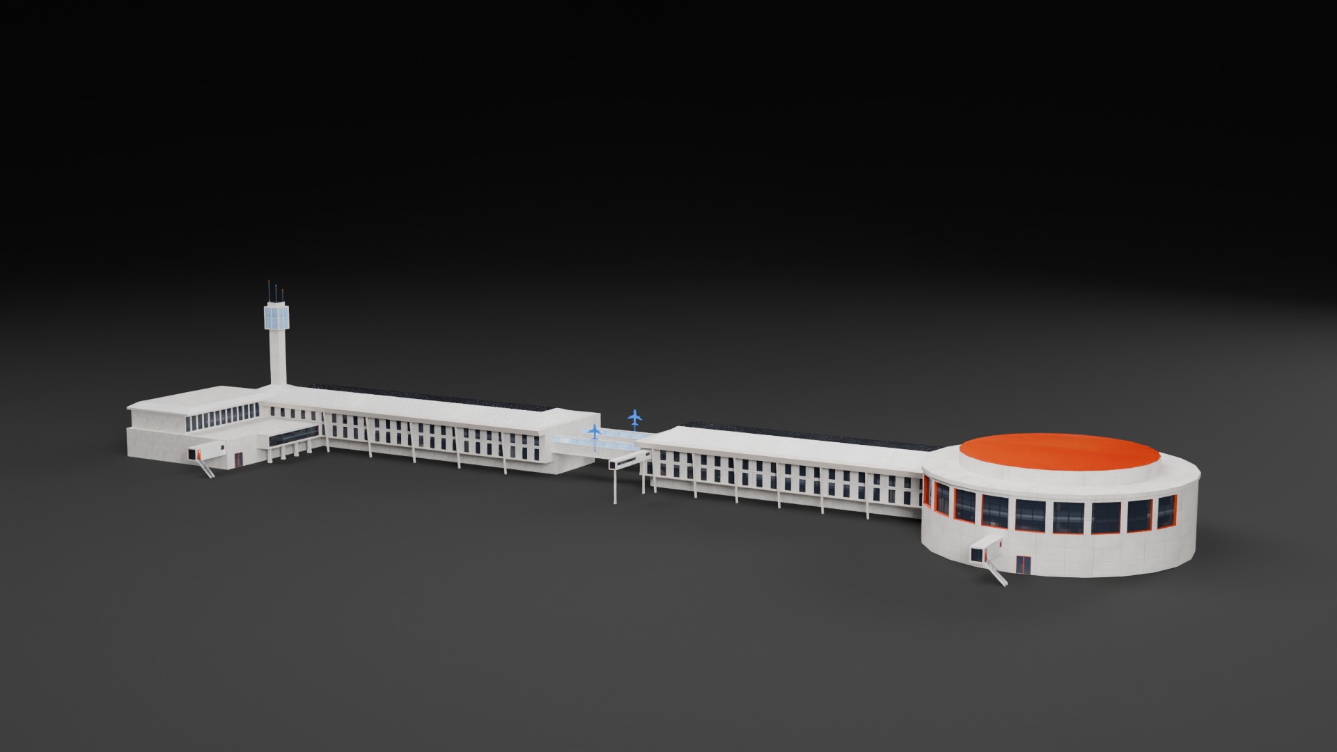 Low Poly Airport Terminal Building Low-poly 3D model_5