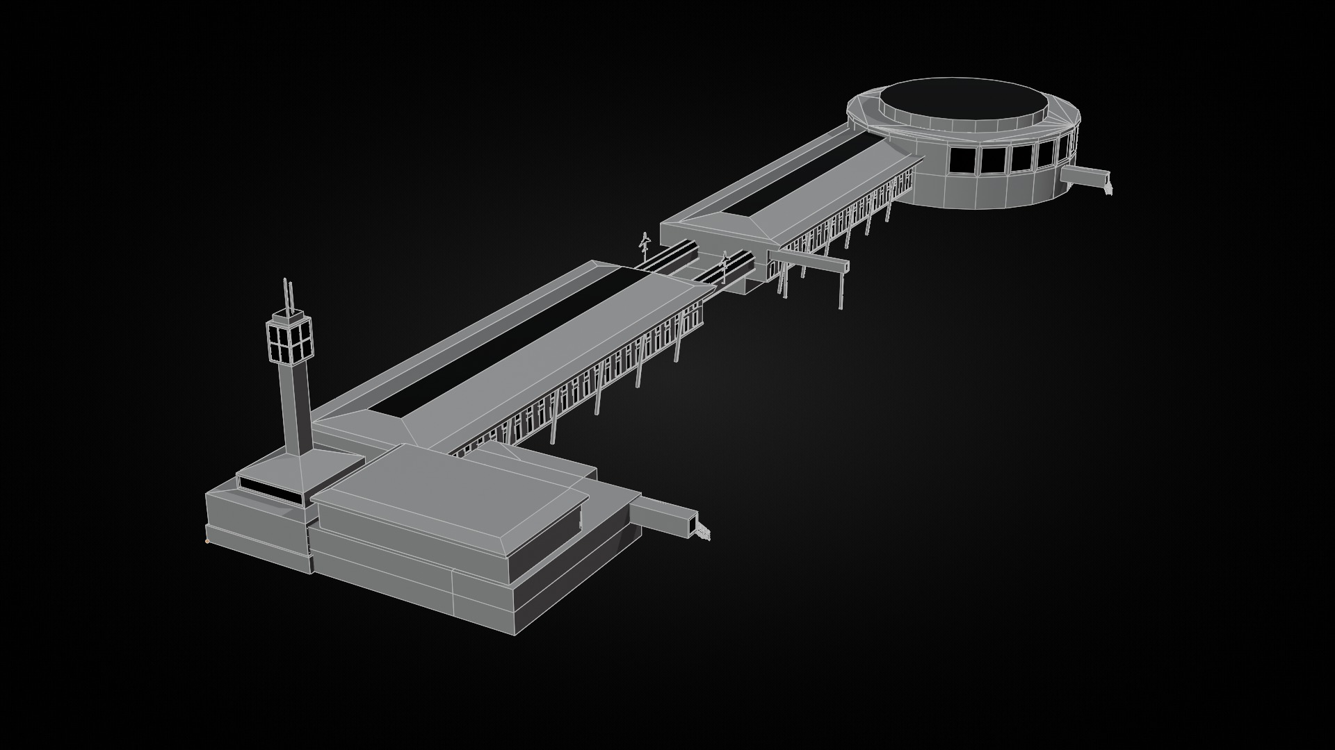 Low Poly Airport Terminal Building Low-poly 3D model_1