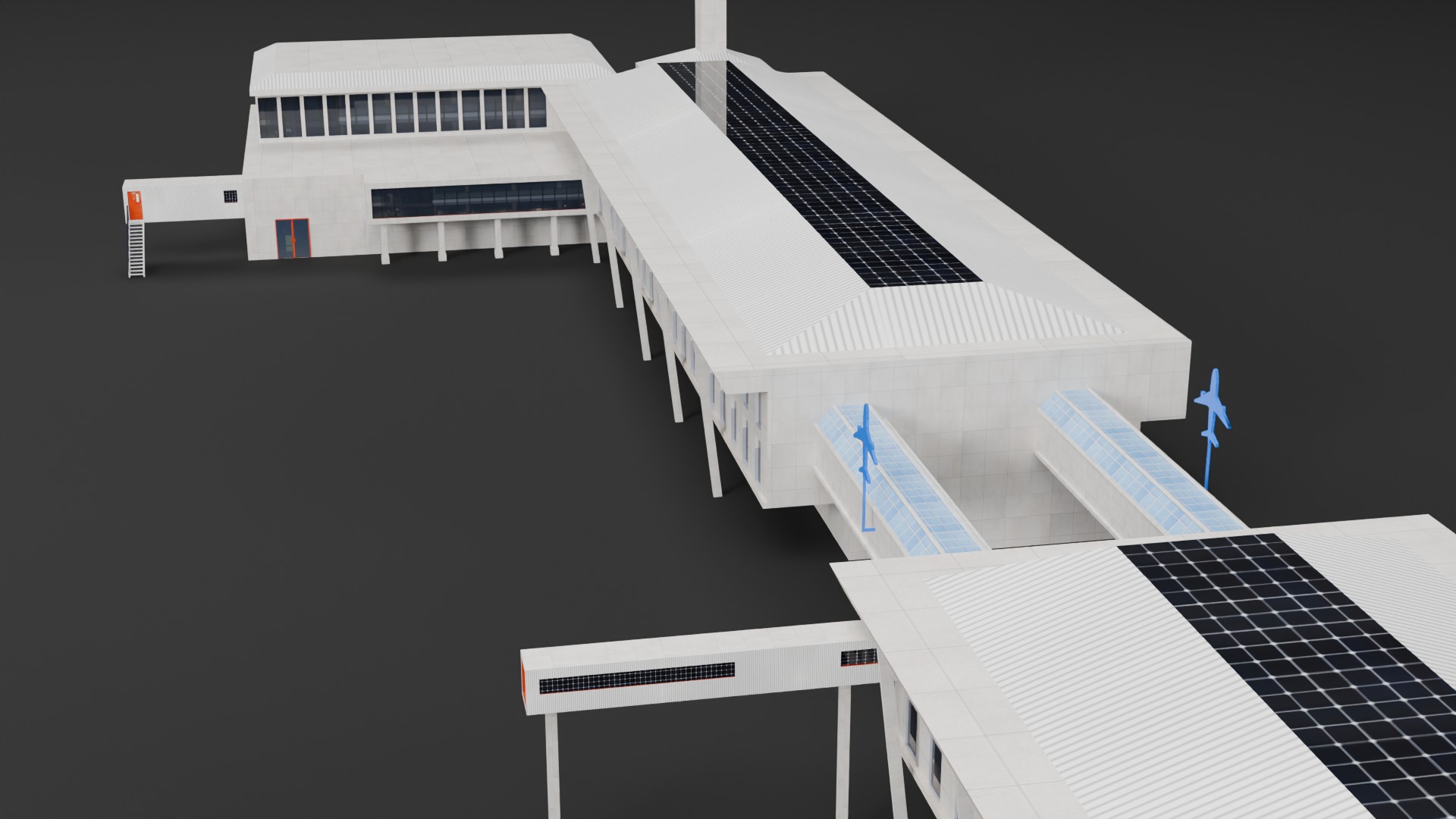 Low Poly Airport Terminal Building Low-poly 3D model_2