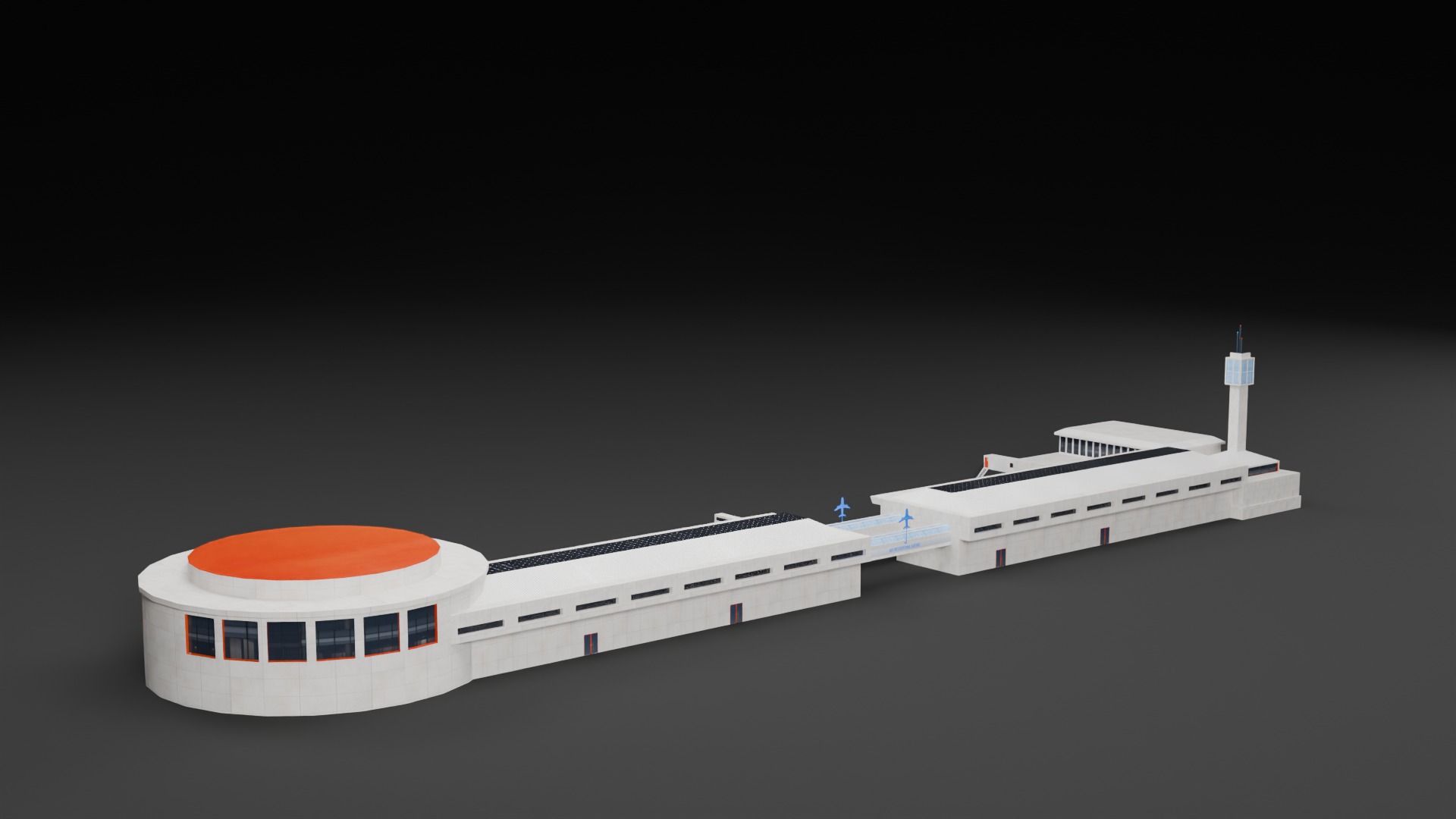 Low Poly Airport Terminal Building Low-poly 3D model_6