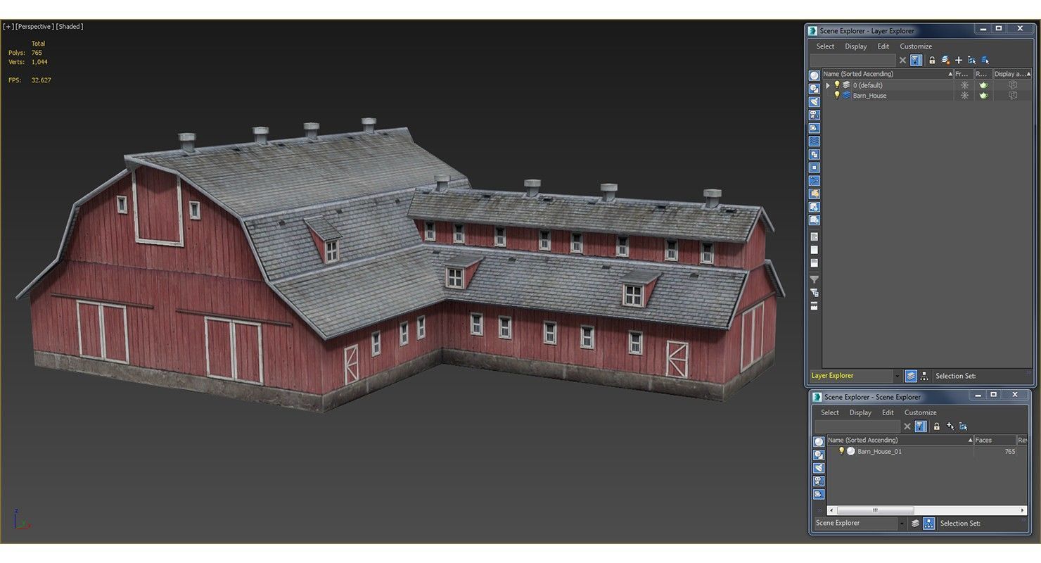 Low-Poly Farmer Barn House Low-poly 3D model_13