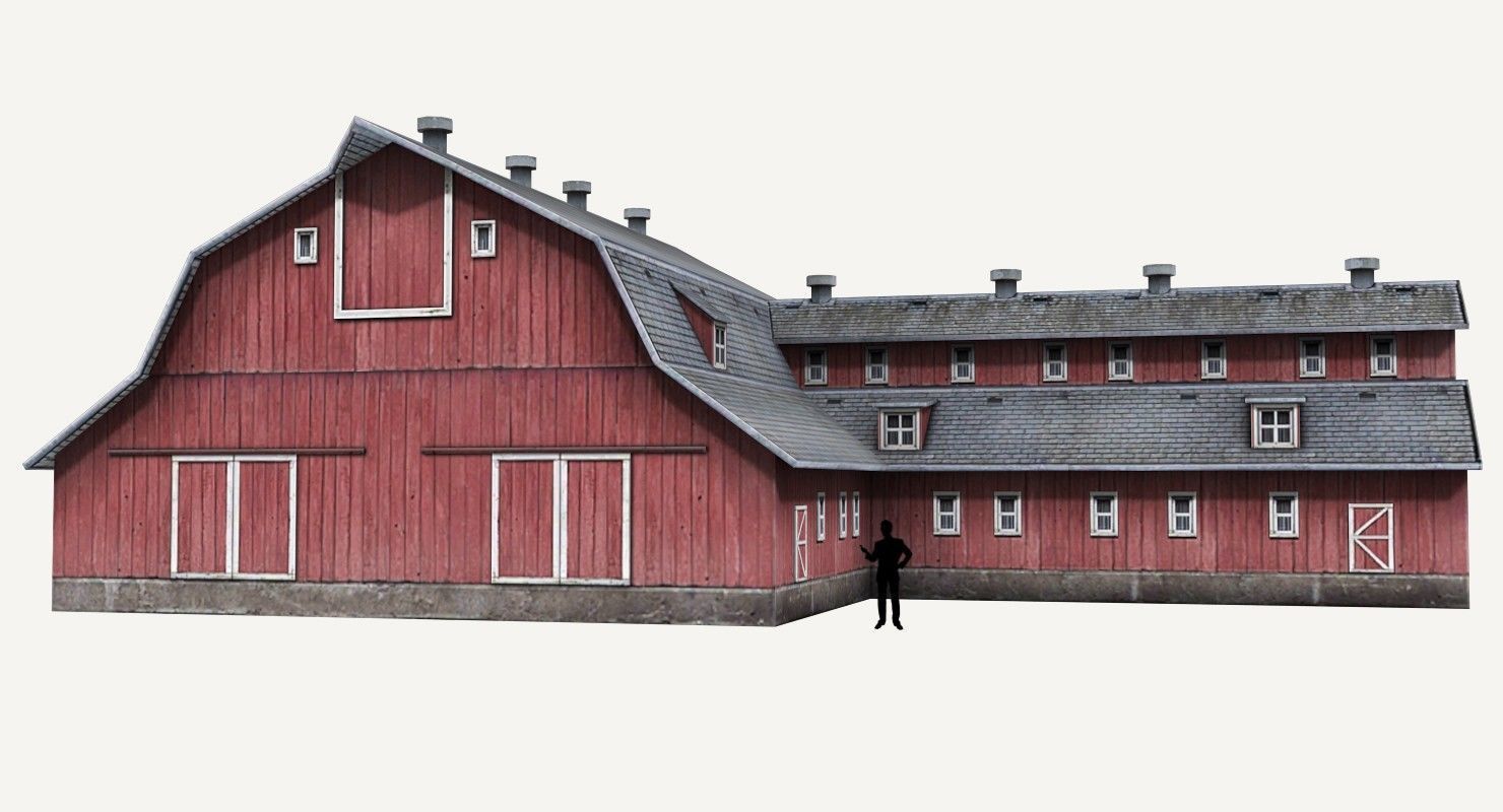 Low-Poly Farmer Barn House Low-poly 3D model_7