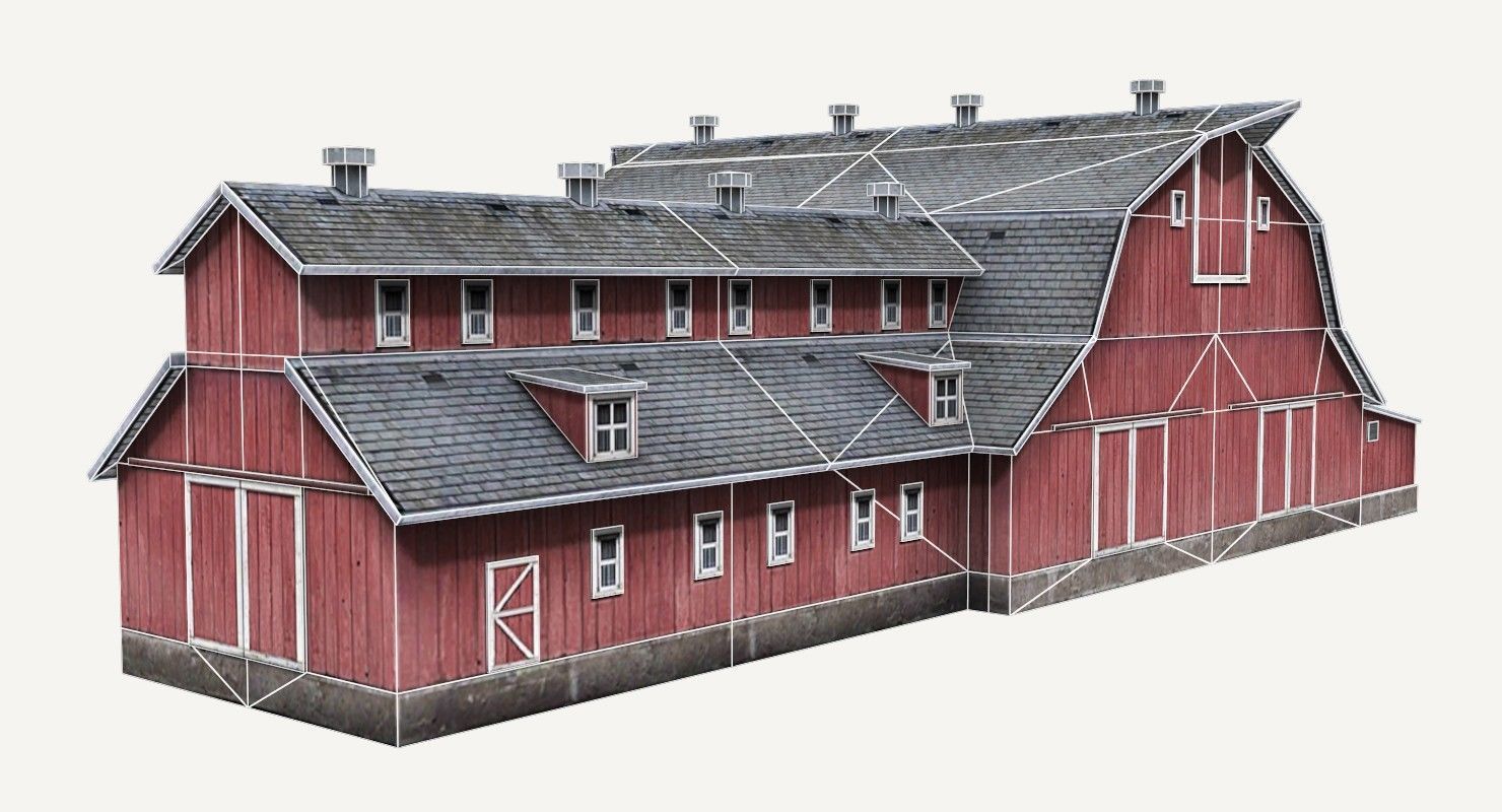 Low-Poly Farmer Barn House Low-poly 3D model_11
